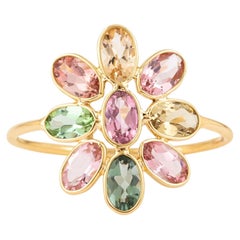 18K Gold 2.05ct Tourmaline Flower Ring by Gems Paradise, India