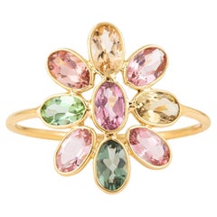 18 Karat Gold 2,05 Karat Turmalin-Blumenring