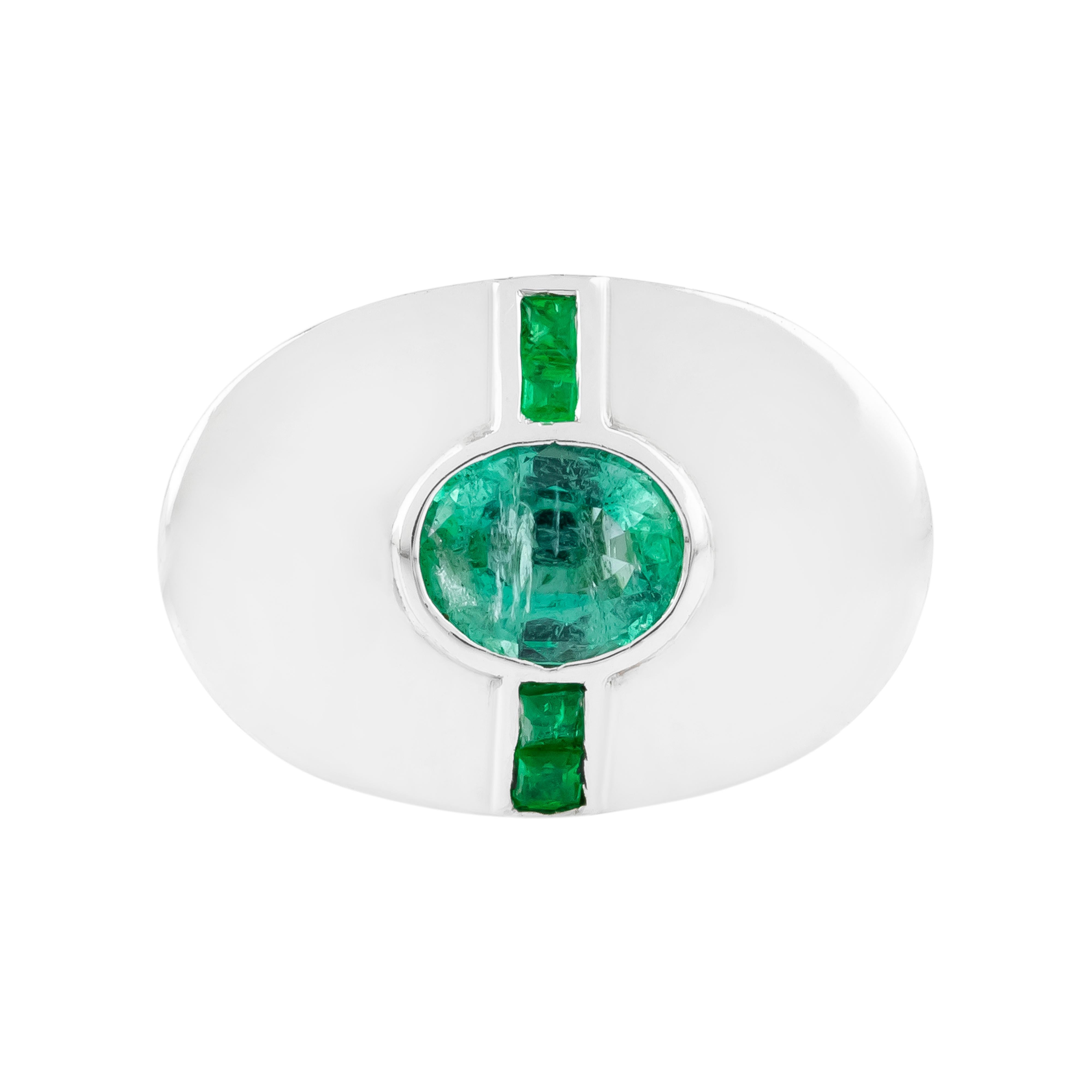 Boutons de manchette en or 18 carats 2,08 carats d'émeraude en vente 2