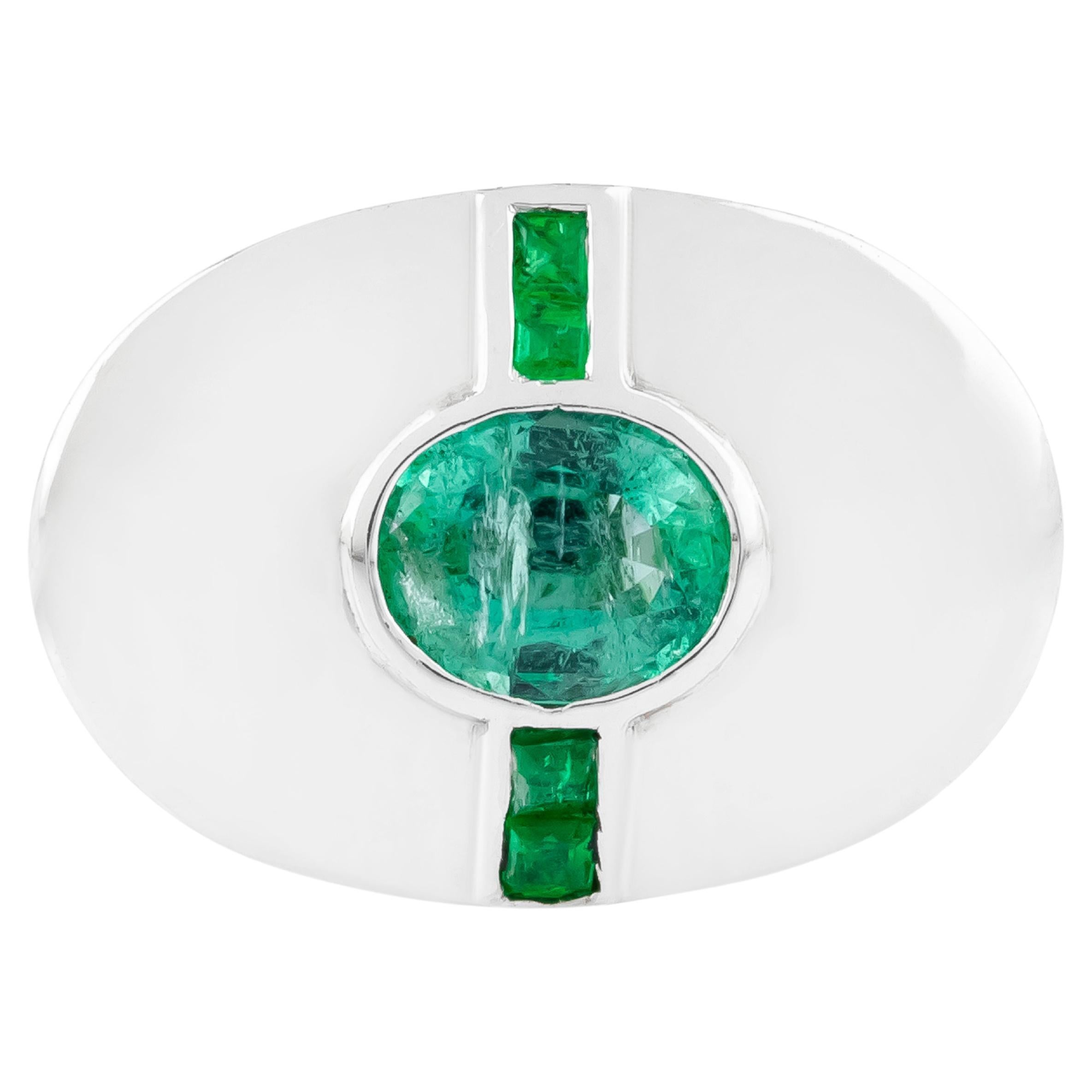 Contemporain Boutons de manchette en or 18 carats 2,08 carats d'émeraude en vente