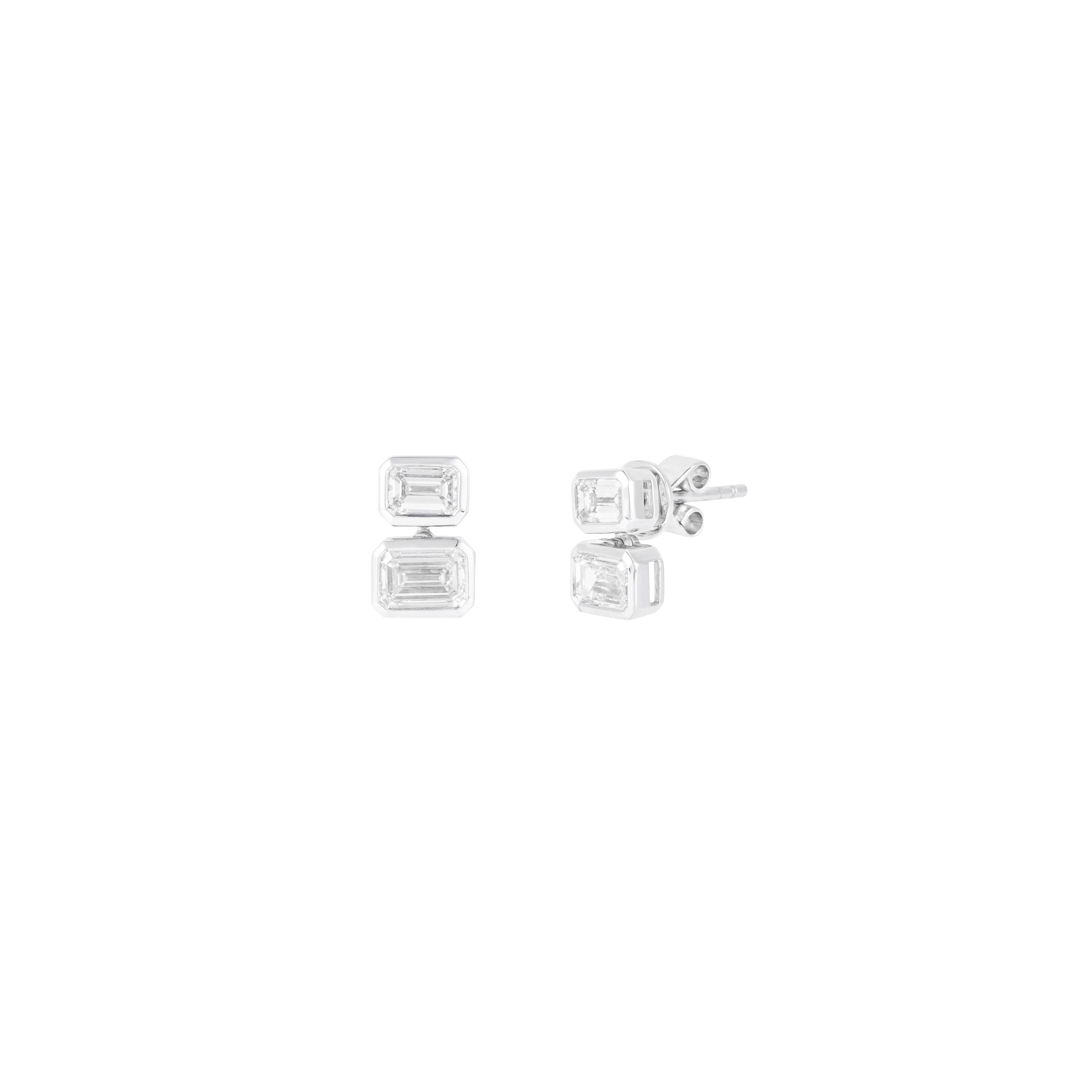 Pendientes de oro de 18 quilates con diamantes de 2,09 quilates Moderno en venta
