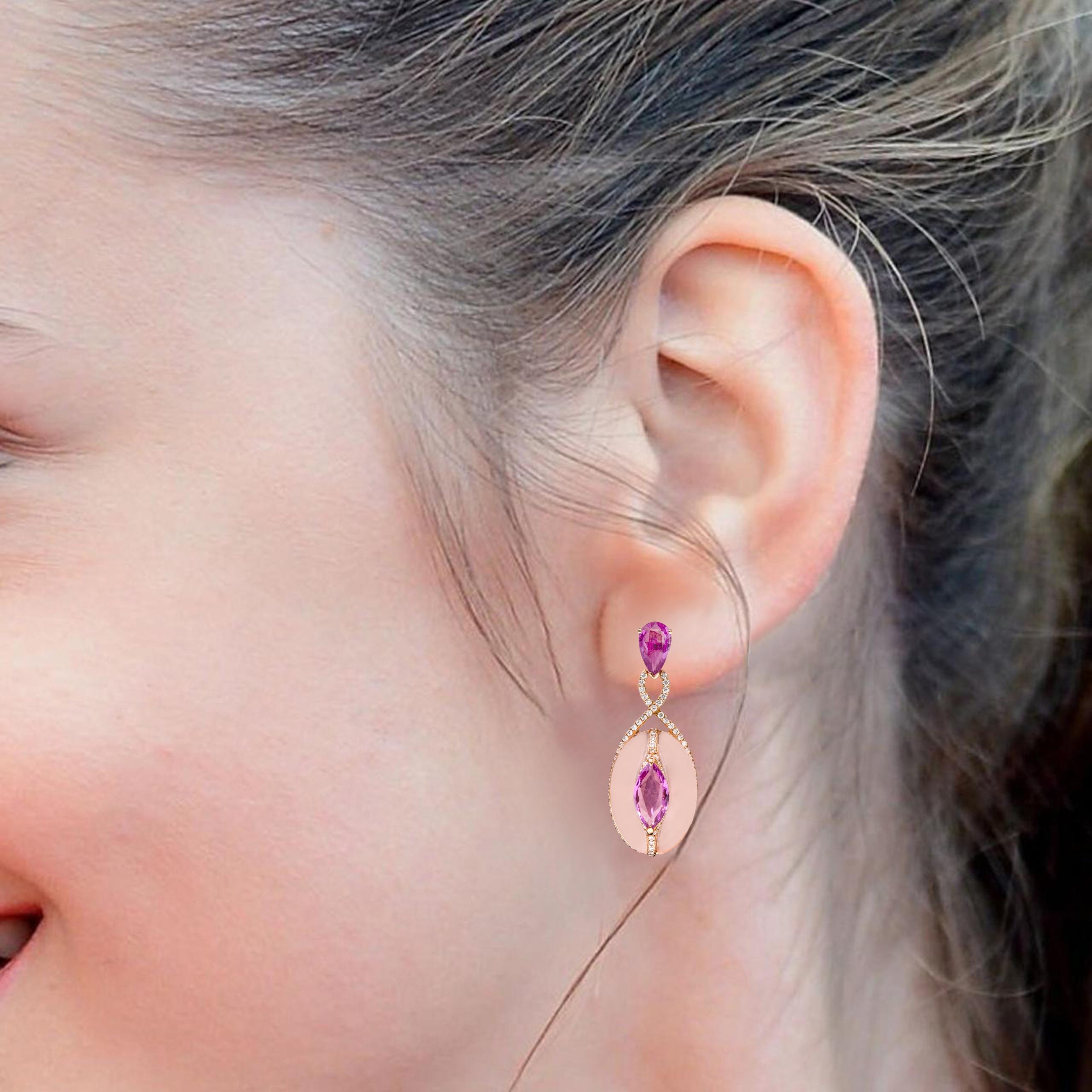 pink quartz drop earrings