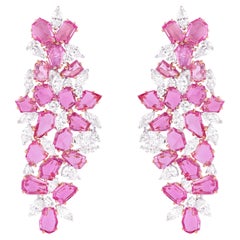 18 Karat Gold 21.6 Carat Pink Sapphire & Diamond Chandelier Earrings