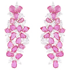 18 Karat Gold 21.6 Carat Pink Sapphire & Diamond Chandelier Earrings