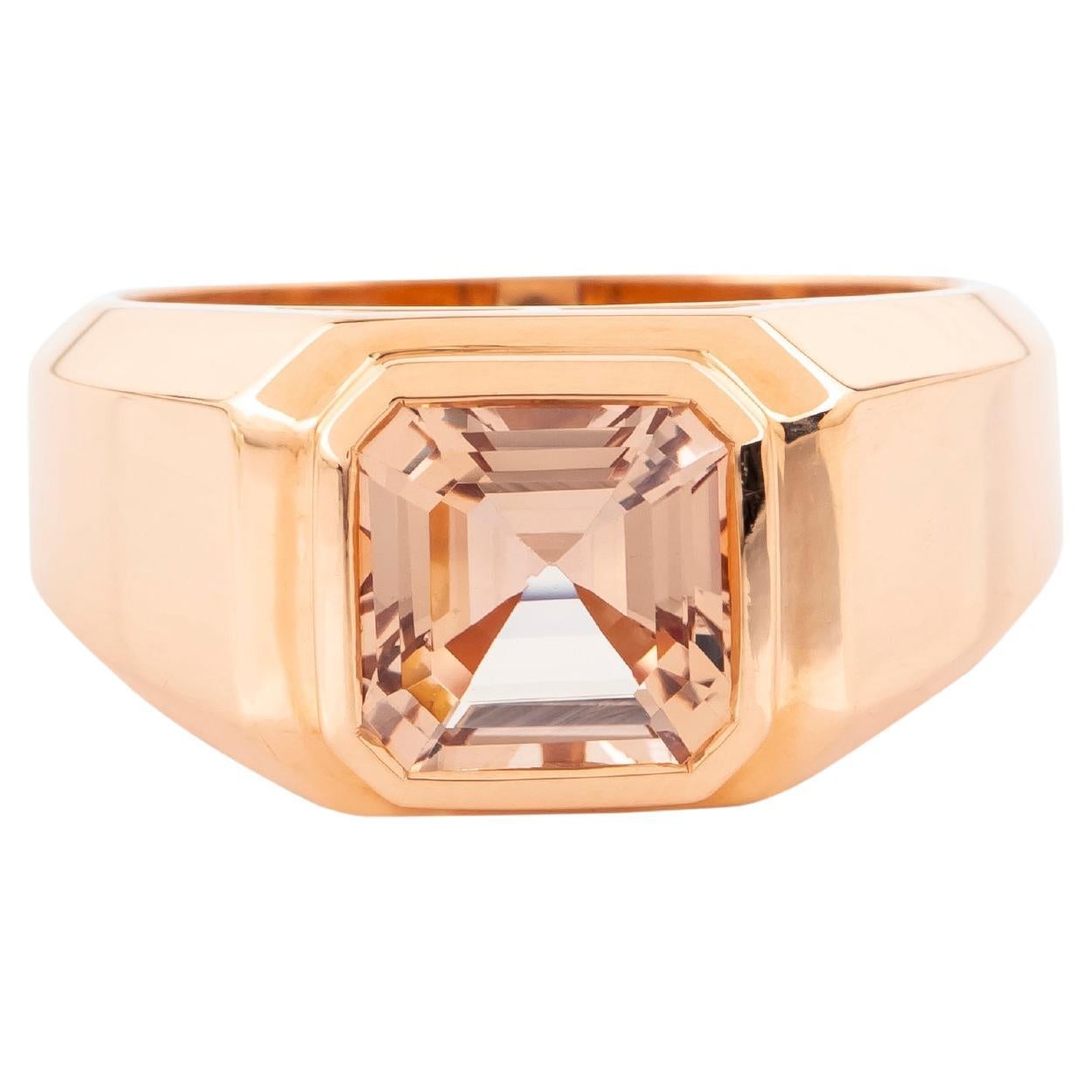 Bague solitaire en or 18 carats avec morganite de 2,2 carats