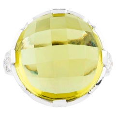 Bague solitaire en or 18 carats, topaze citron 22,36 carats et diamants