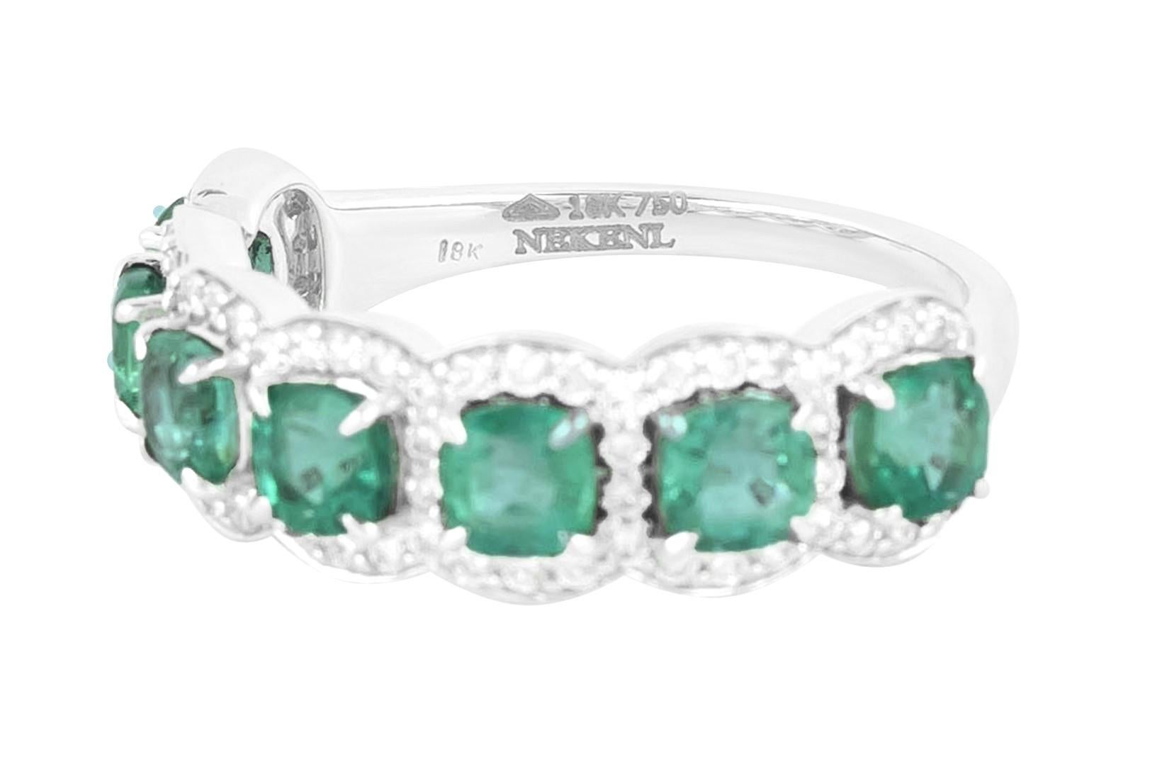 Women's 18 Karat Gold 2.34 Carat Diamond and Emerald Statement Ring  For Sale