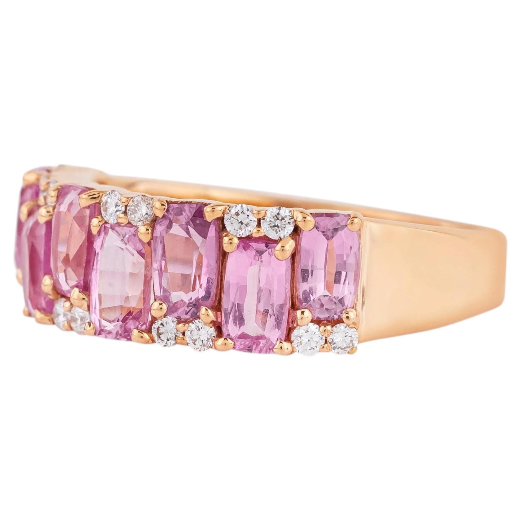 18 Karat Gold 2.48 Carat Diamond and Pink Sapphire Infinity Ring