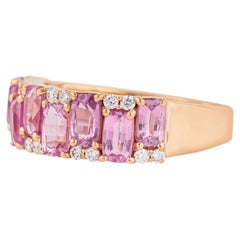 18 Karat Gold 2.48 Carat Diamond and Pink Sapphire Infinity Ring