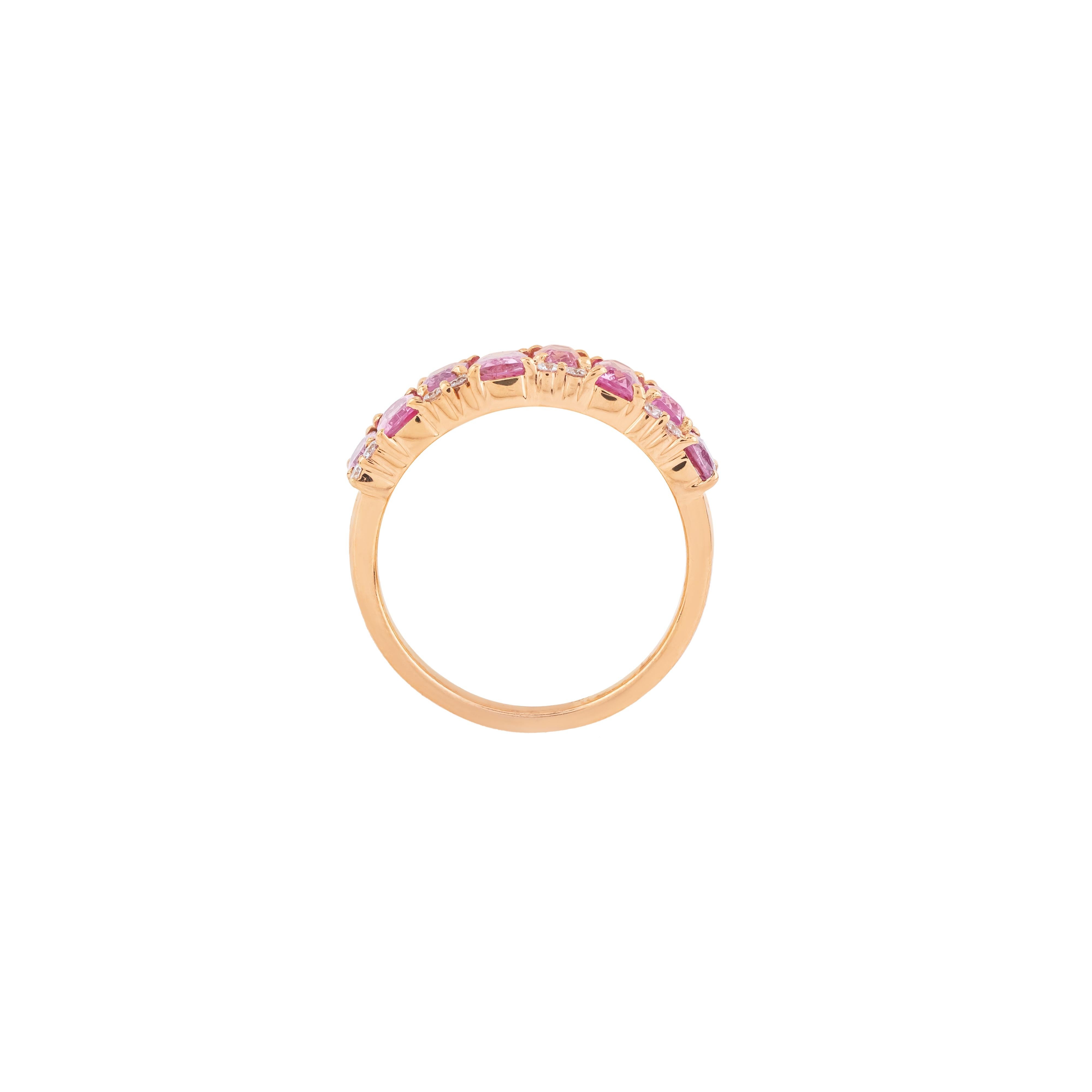 Women's 18 Karat Gold 2.48 Carat Diamond and Pink Sapphire Infinity Ring For Sale