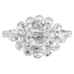 18 Karat Gold 2.55 Carat Solitaire Rose-Cut and Full-Cut Diamond Bridal Ring