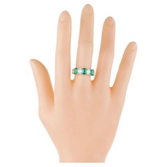 18 Karat Gold 2.7 Carat Diamond and Emerald Eternity Ring
