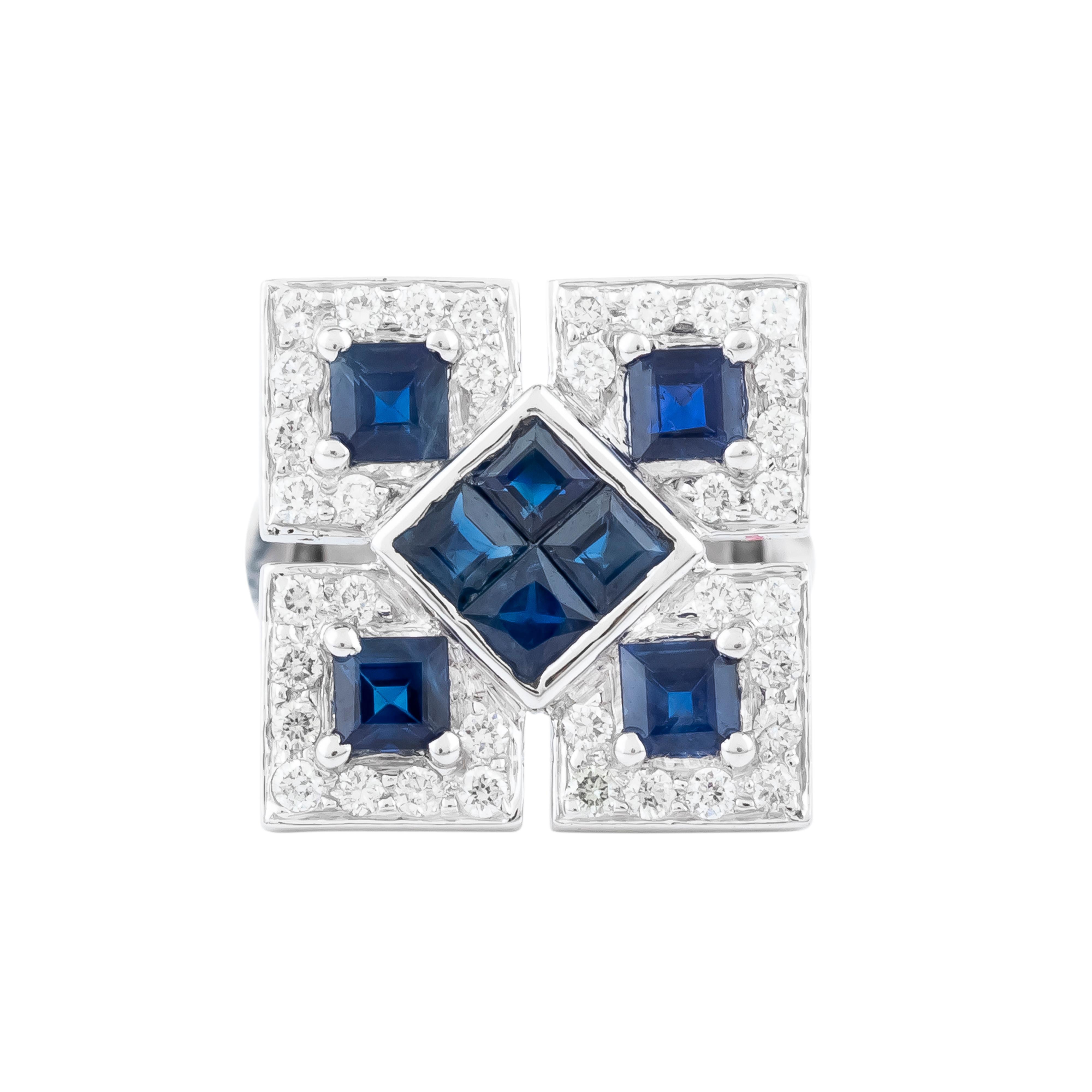 Gemelli in oro 18 carati con diamante e zaffiro da 2,7 carati in vendita 1