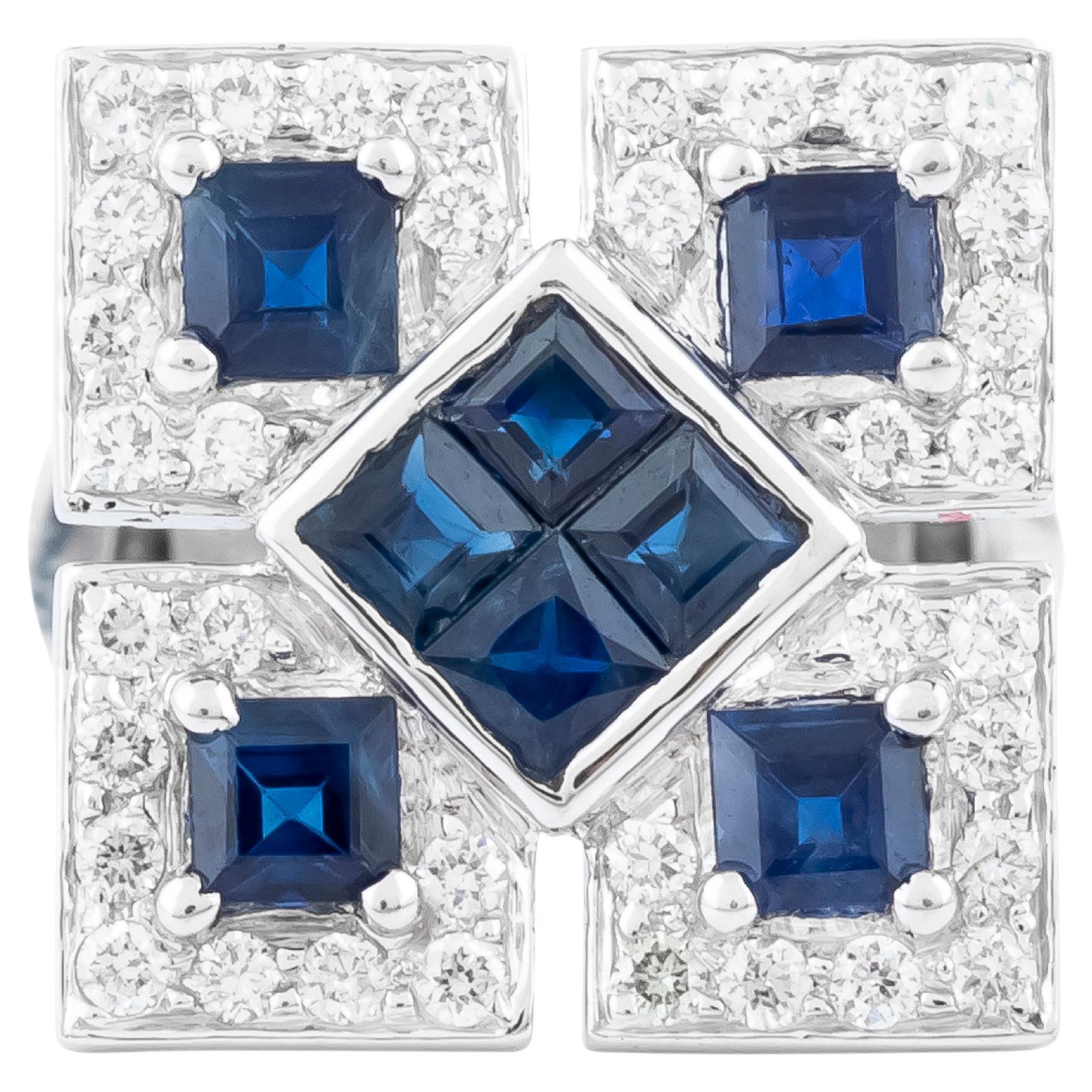 Moderno Gemelli in oro 18 carati con diamante e zaffiro da 2,7 carati in vendita