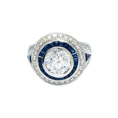 18 Karat Gold 2.71 Carat Diamond and 1.50 Carat Sapphire Ring