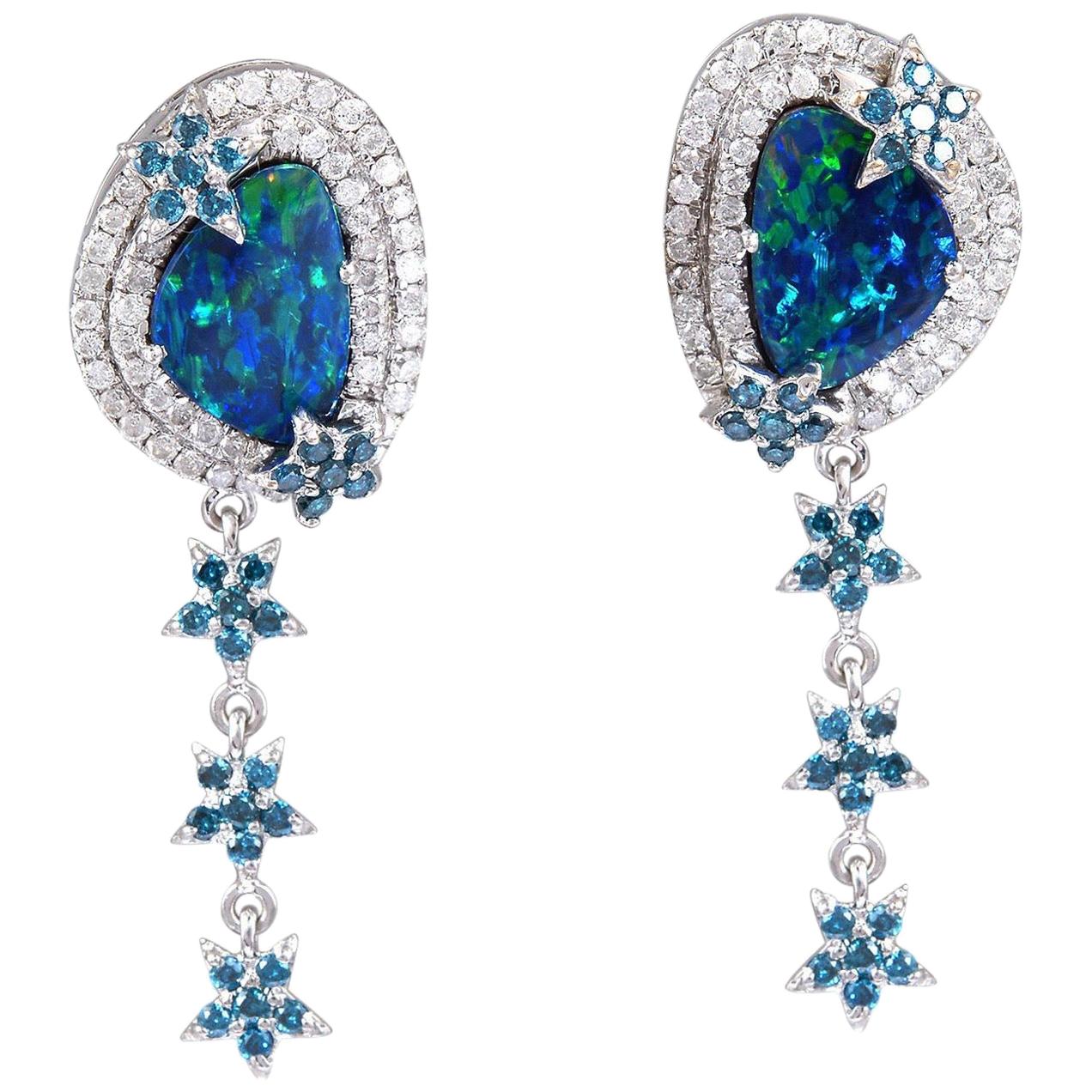 2.75 Carat Opal Diamond 18 Karat Gold Stud Earrings