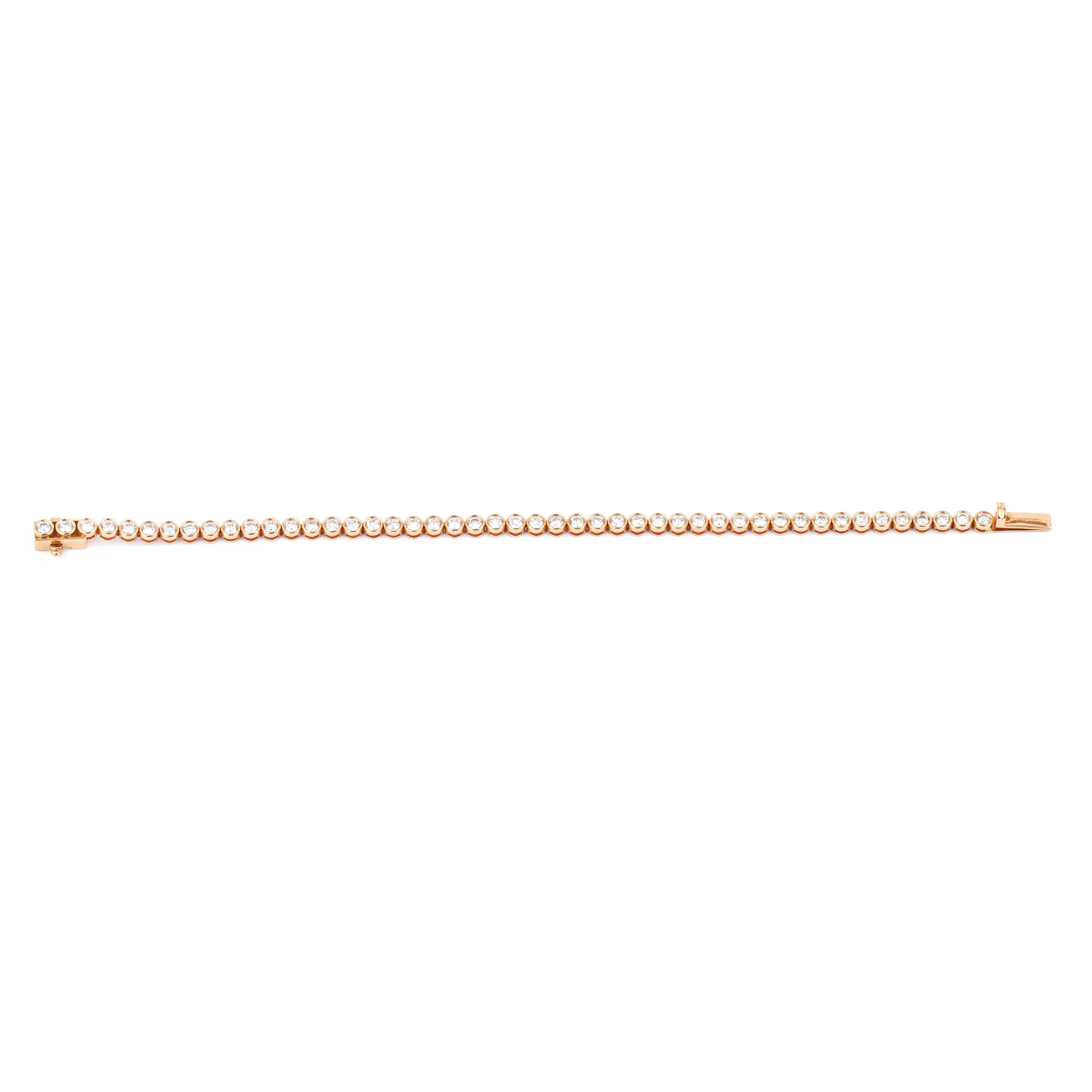 Taglio brillante Bracciale Tennis in oro 18 carati con diamanti da 2,78 carati in vendita