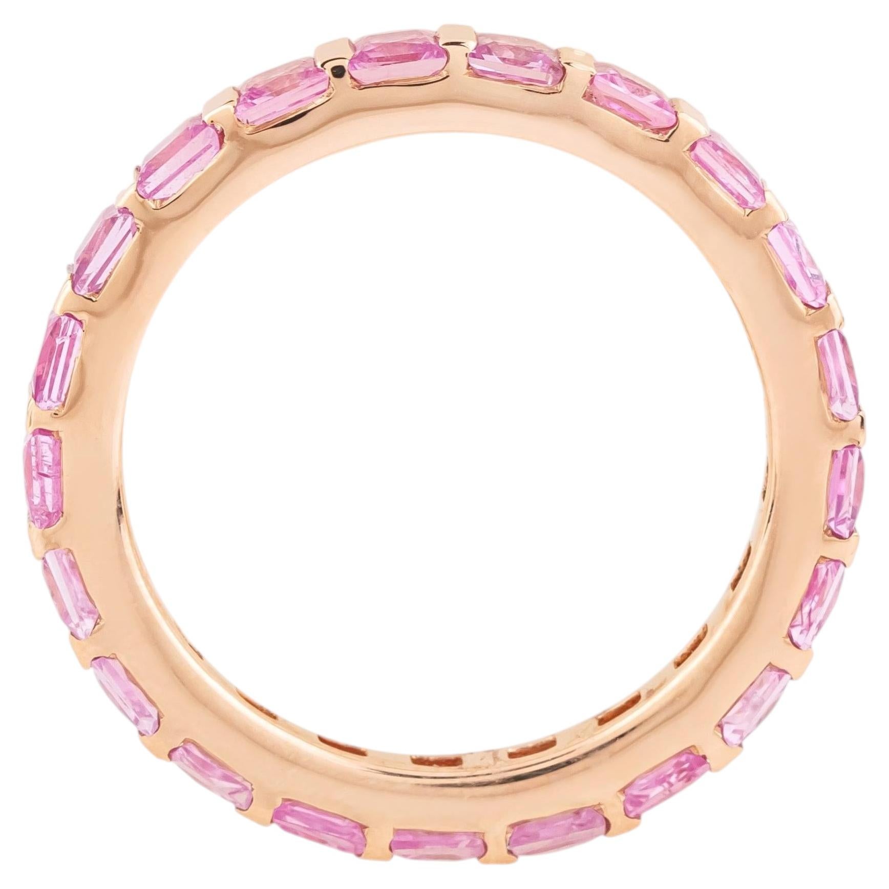 18 Karat Gold 2.82 Carat Pink Sapphire Eternity Ring