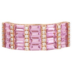18 Karat Gold 2.91 Carat Diamond and Pink Sapphire Eternity Band Ring