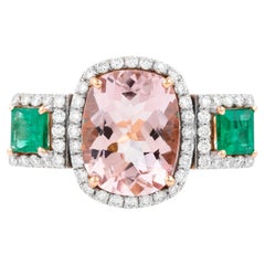 18 Karat Gold 2.93 Carat Diamond, Sapphire and Emerald Cocktail Ring