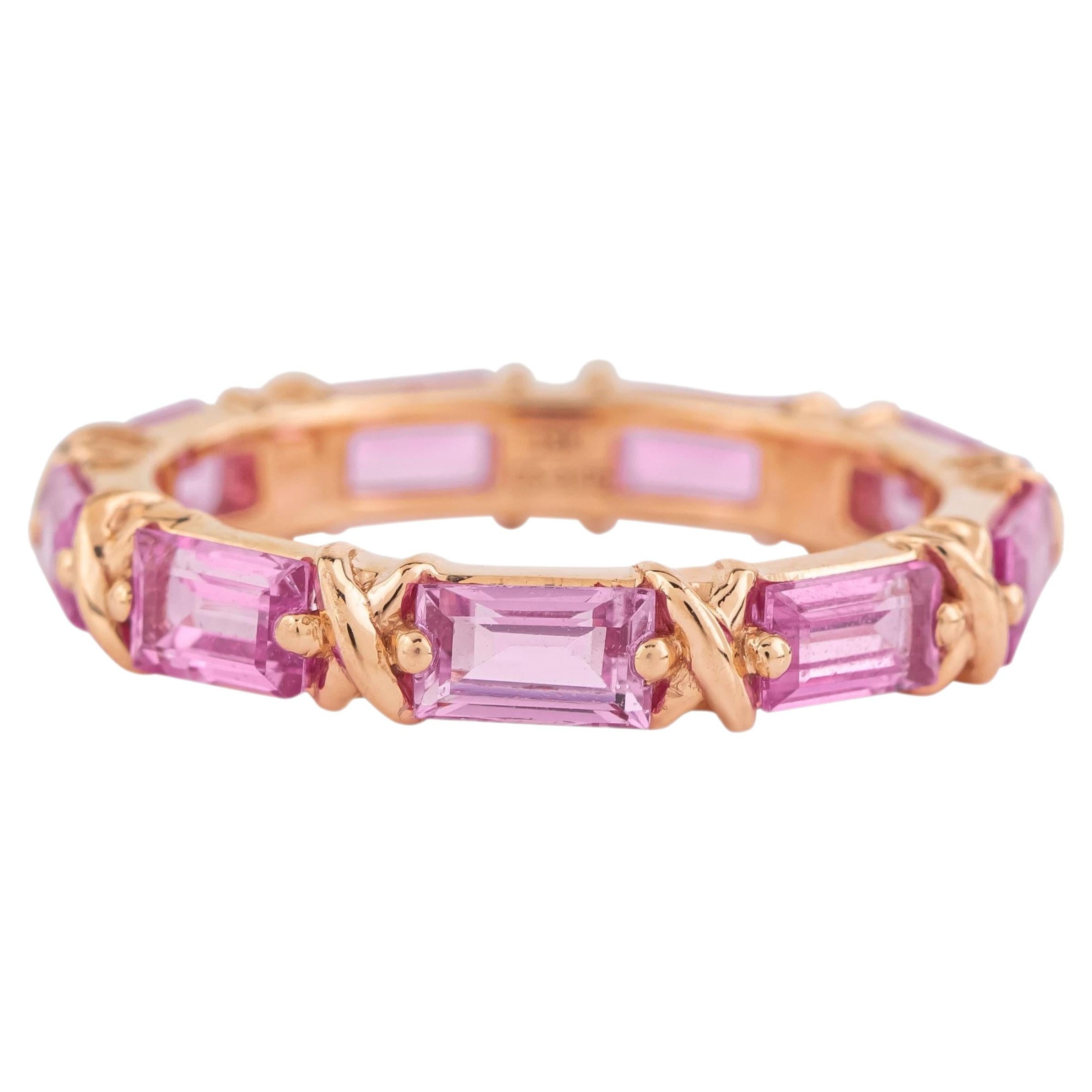 18 Karat Gold 3.05 Carat Pink Sapphire Infinity Ring
