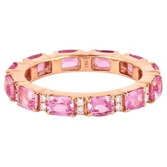 18 Karat Gold 3.23 Carat Diamond and Pink Sapphire Infinity Cocktail Ring