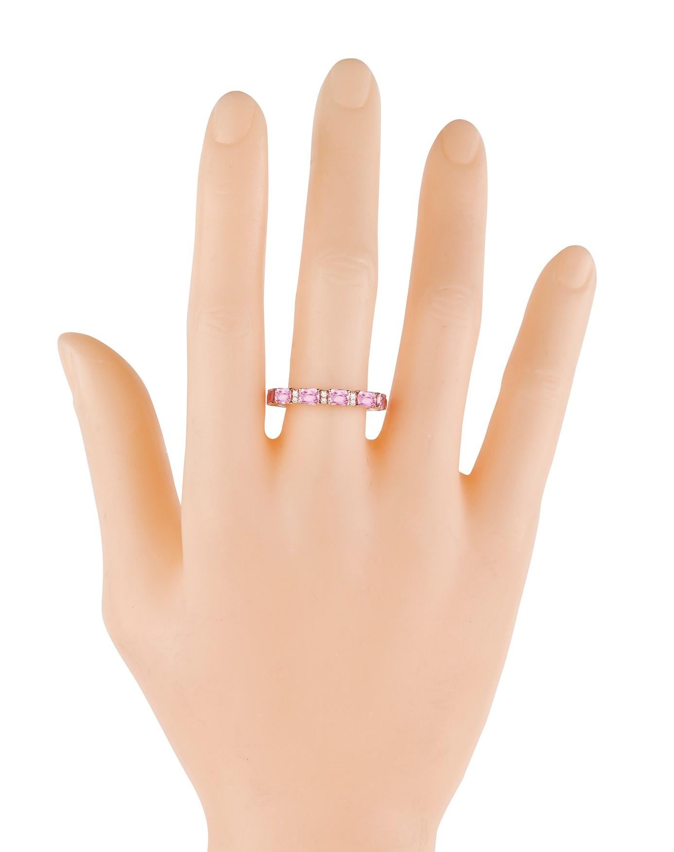 Women's 18 Karat Gold 3.23 Carat Diamond and Pink Sapphire Infinity Cocktail Ring  For Sale