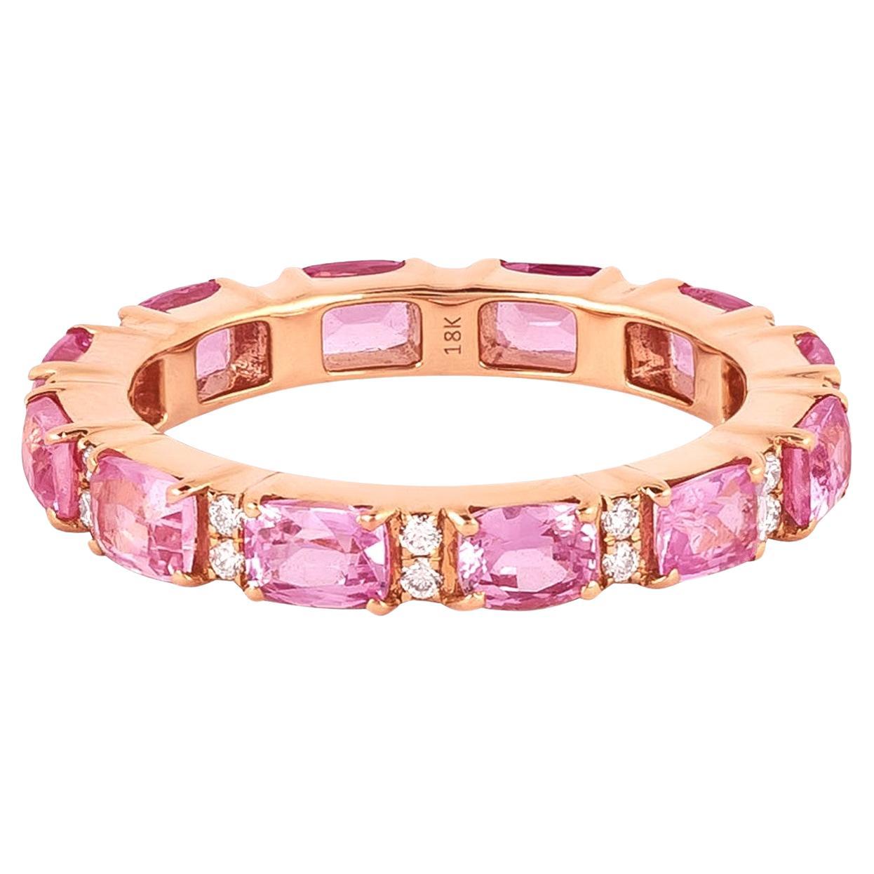 18 Karat Gold 3.23 Carat Diamond and Pink Sapphire Infinity Cocktail Ring 