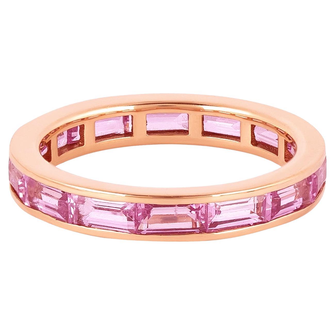 18 Karat Gold 3.29 Carat Pink Sapphire Infinity Statement Ring  For Sale