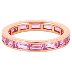 Anello con dichiarazione Infinity in oro 18 carati con zaffiro rosa da 3,29 carati