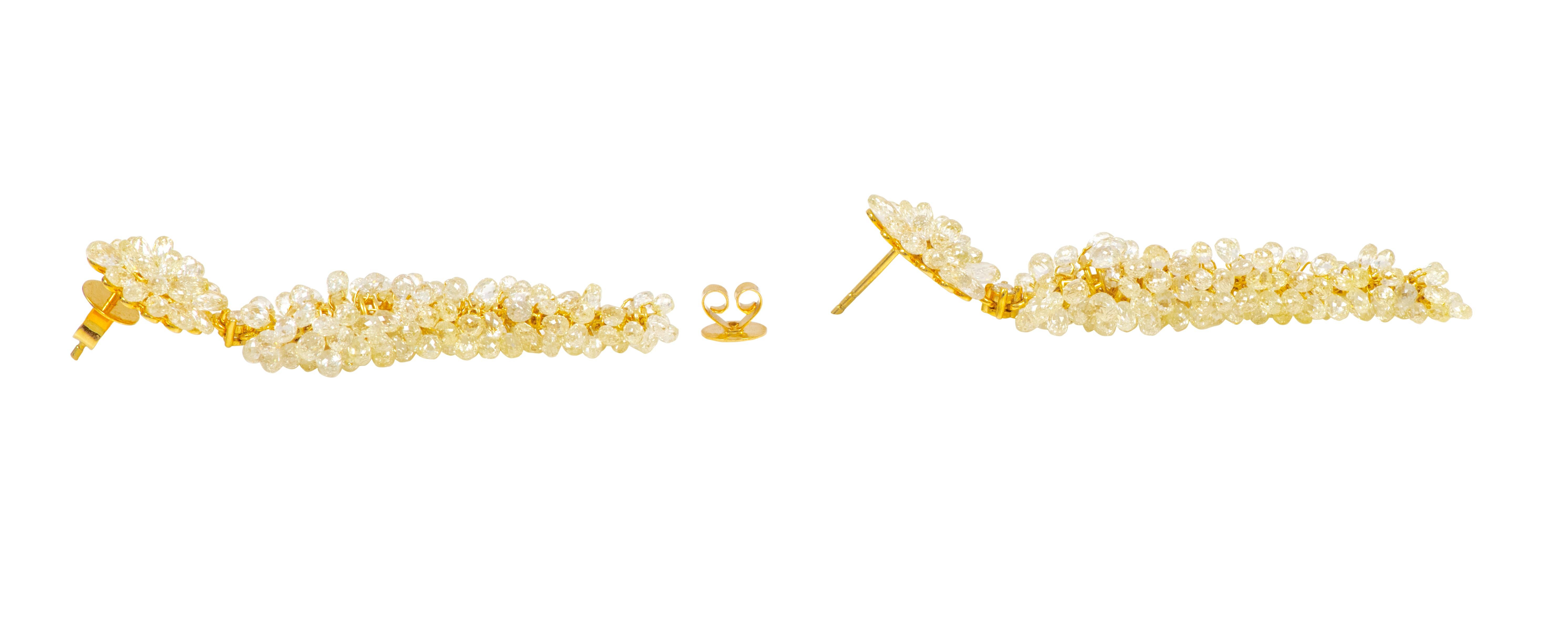 18 Karat Gold 44,62 Karat Ausgefallene Briolette-Ohrringe mit Diamanten Damen im Angebot