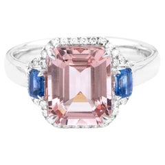 18 Karat Gold 3,48 Karat Diamant, Saphir und Morganit Mode Ring