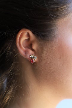 Rossella Ugolini 18K Gold 3.5 Kt Pink Tourmaline Diamonds Bees Stud Earrings