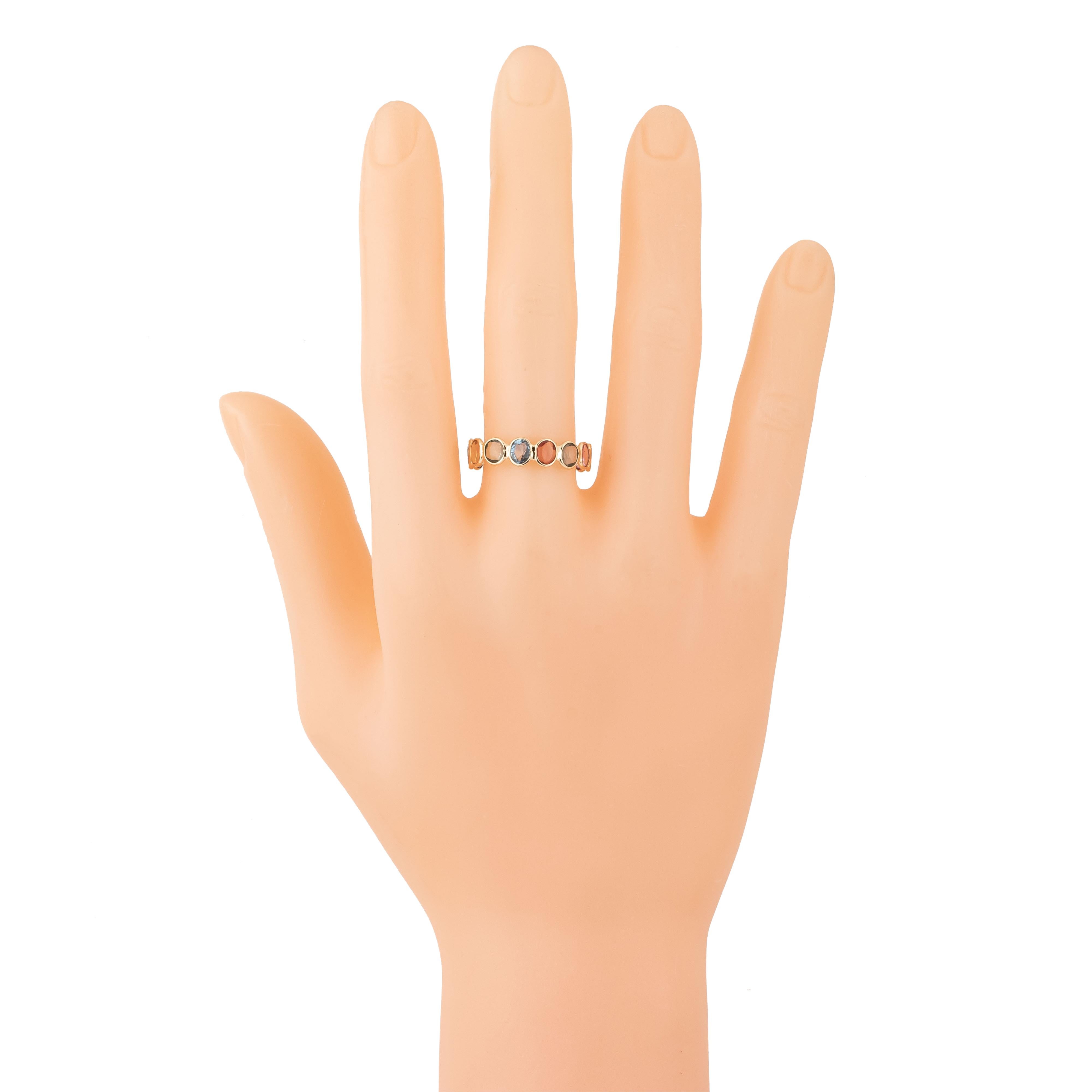 Women's 18 Karat Gold 3.85 Carat Multi-Sapphire Eternity Ring For Sale