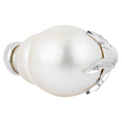 18 Karat Gold 38.78 Carats Pearl and Diamond Cocktail Ring