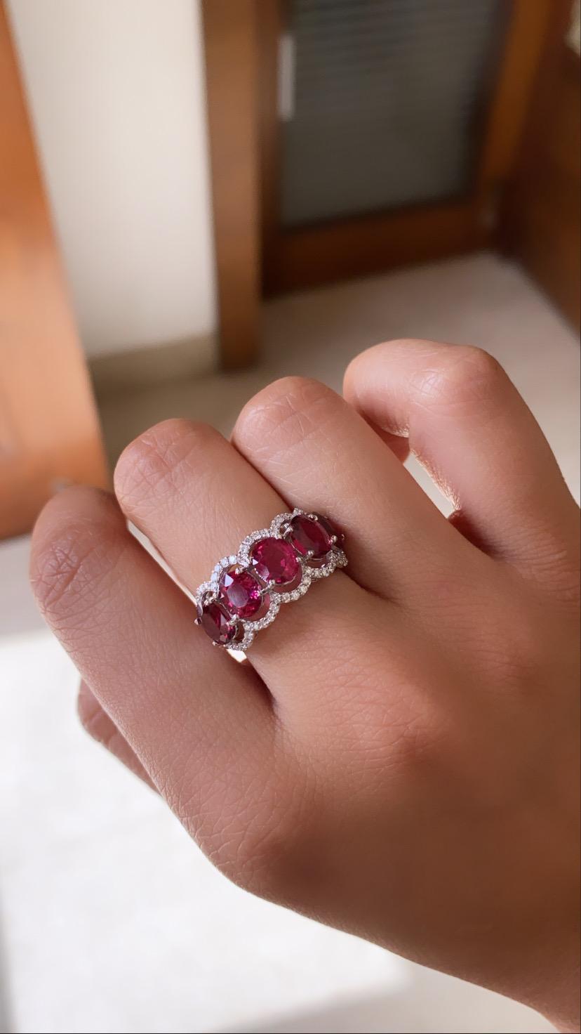 18 Karat Gold, 4.03 Carats Rubellite and Diamonds Band Ring In New Condition In Hong Kong, HK