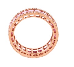 18 Karat Gold 4.05 Carat Diamond and Pink Sapphire Eternity Cocktail Ring