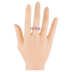 Bague cocktail d'éternité en or 18 carats avec diamant de 4,05 carats et saphir rose
