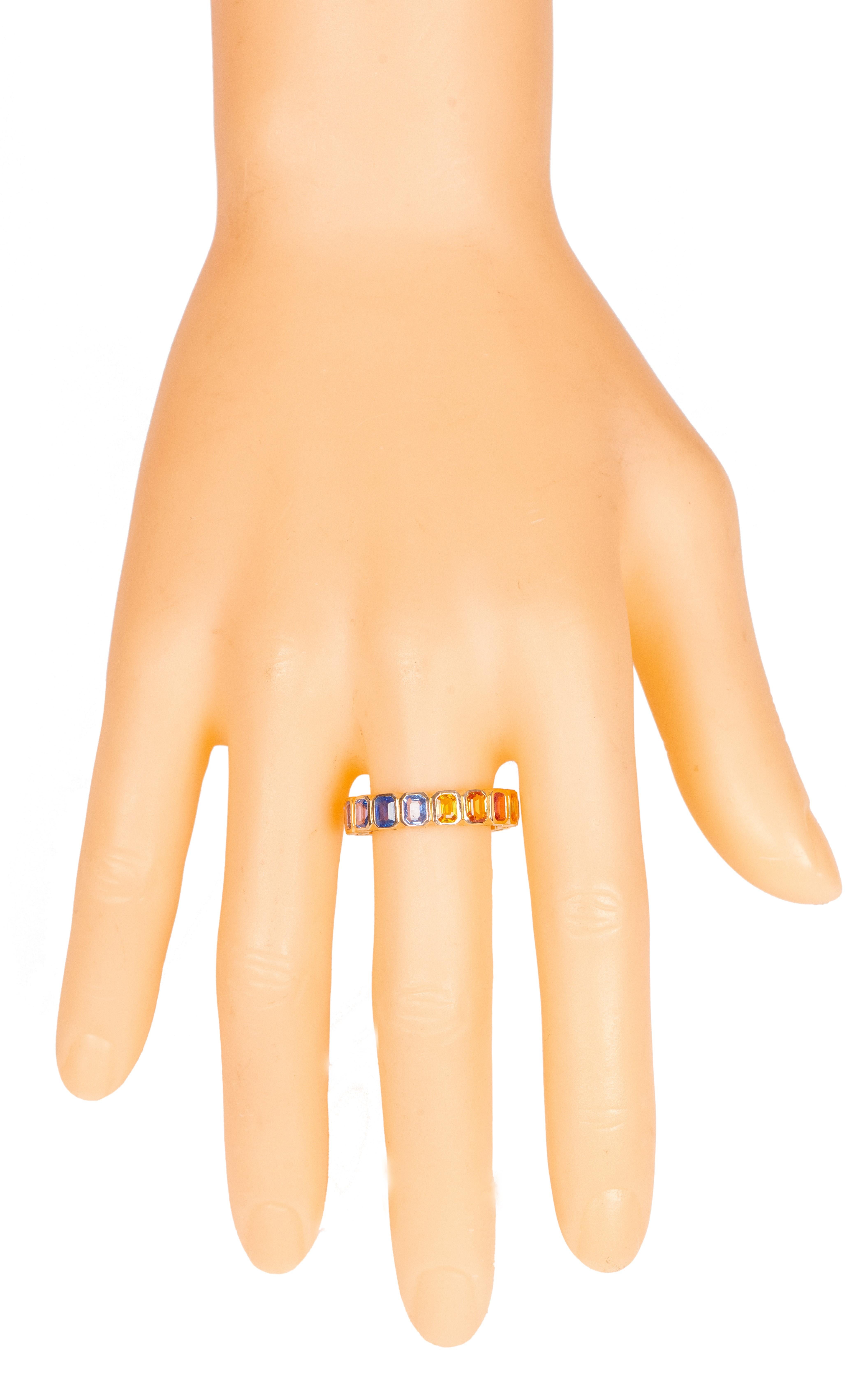Women's 18 Karat Gold 4.19 Carat Multi-Sapphire Eternity Band Ring For Sale