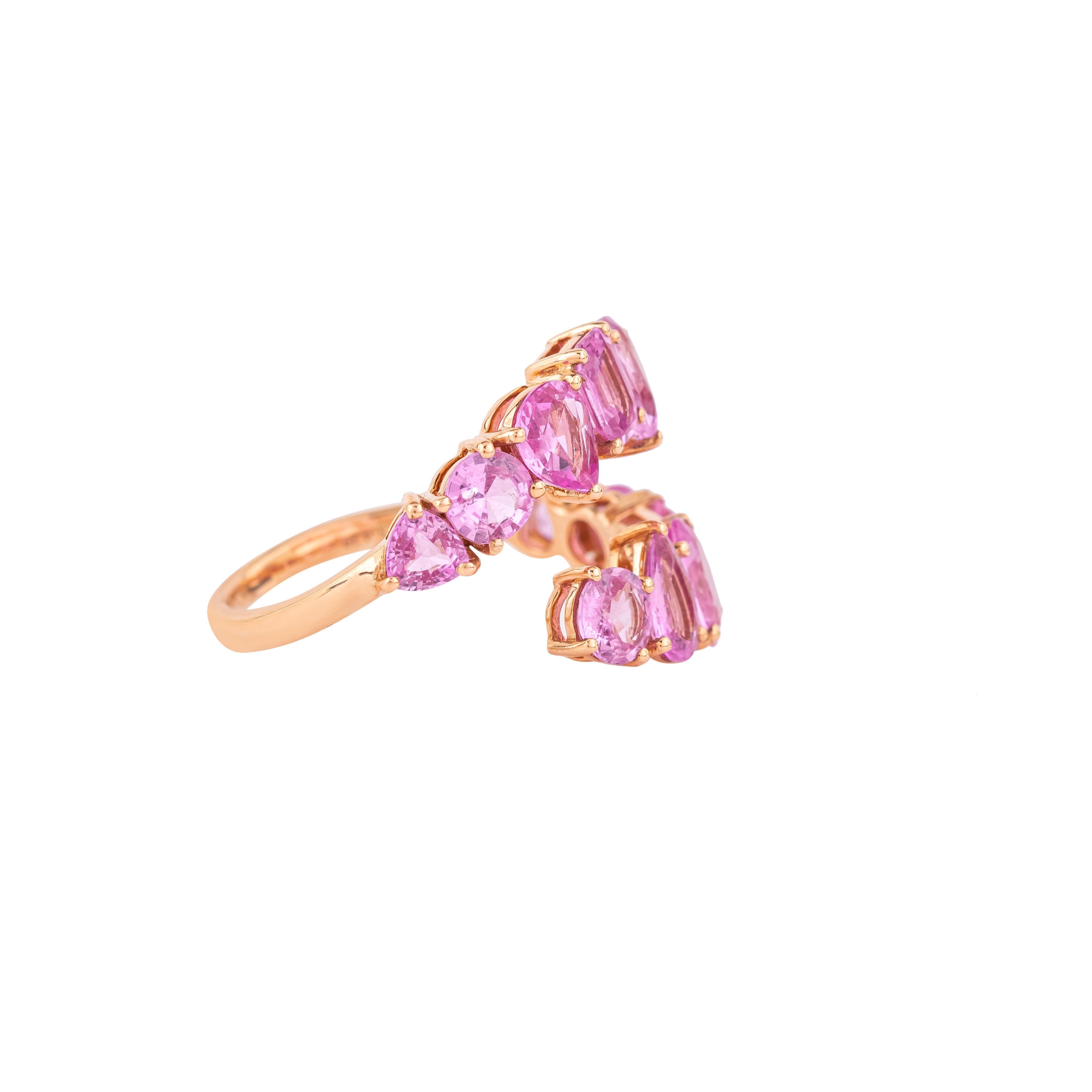 Dive into a world of radiant elegance with our 18 Karat Gold 4.29 Carat Pink Sapphire Fashion Ring – a stunning embodiment of luxury and sophistication. Each ring is meticulously crafted and curated, showcasing the exceptional beauty and