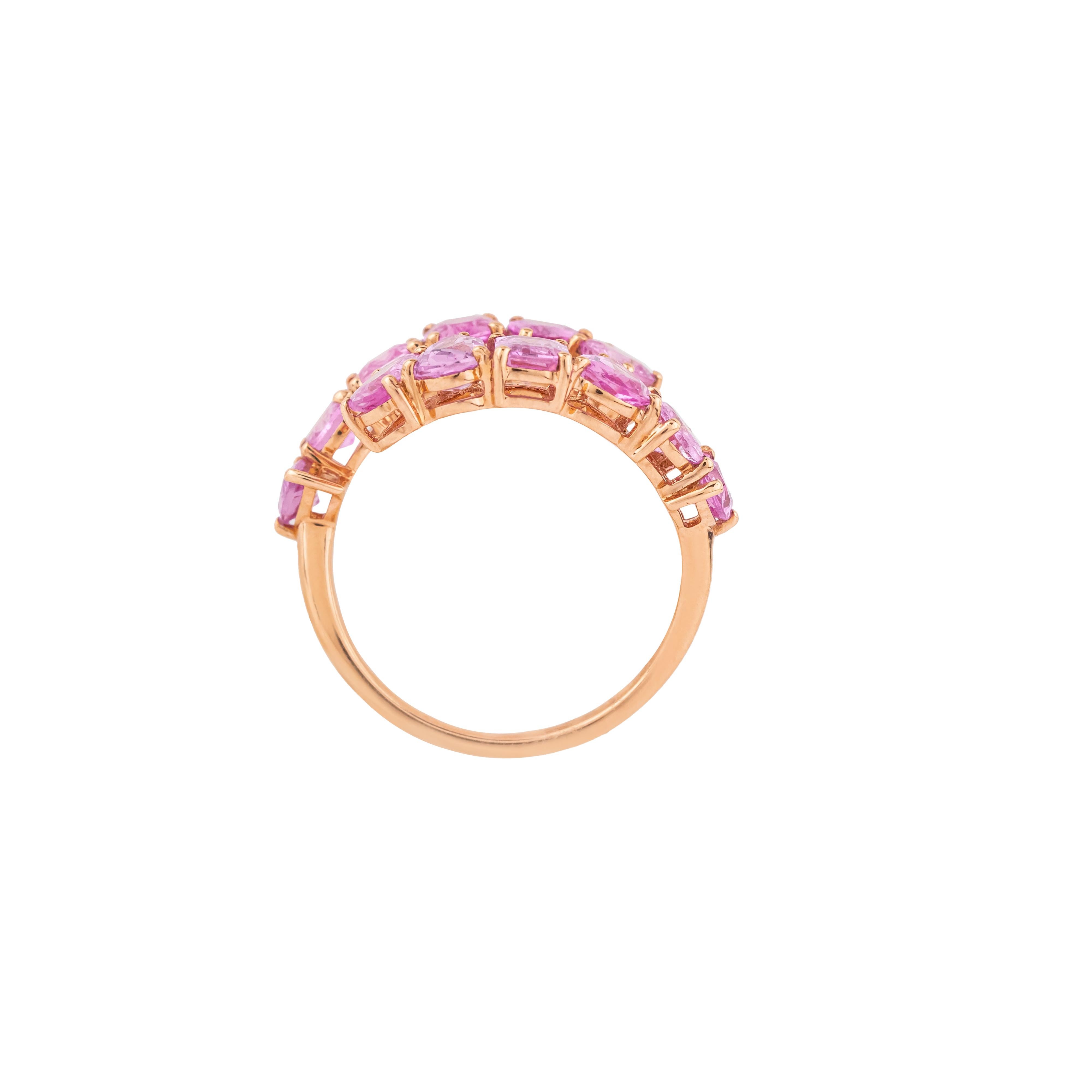 Women's 18 Karat Gold 4.29 Carat Pink Sapphire Fashion Ring For Sale