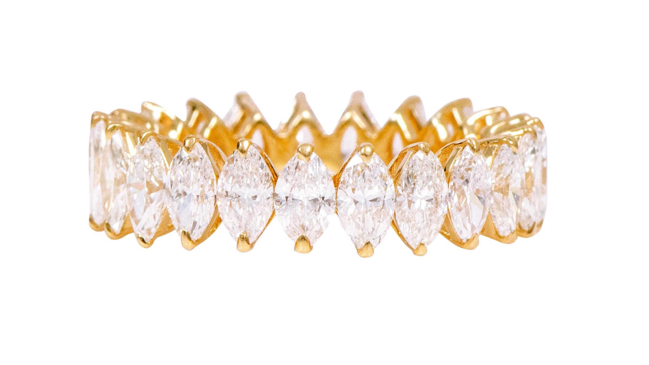 18 Karat Yellow Gold 4.43 Carat Solitaire Marquise-Shape Diamond Eternity Band Ring

As it is rightly said that bonds are made in heaven and to justify these precious bonds of love we bring to you this gorgeous diamond eternity band. This eternity