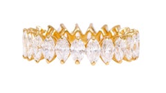 18 Karat Gold 4.43 Carat Solitaire Marquise-Shape Diamond Eternity Band Ring