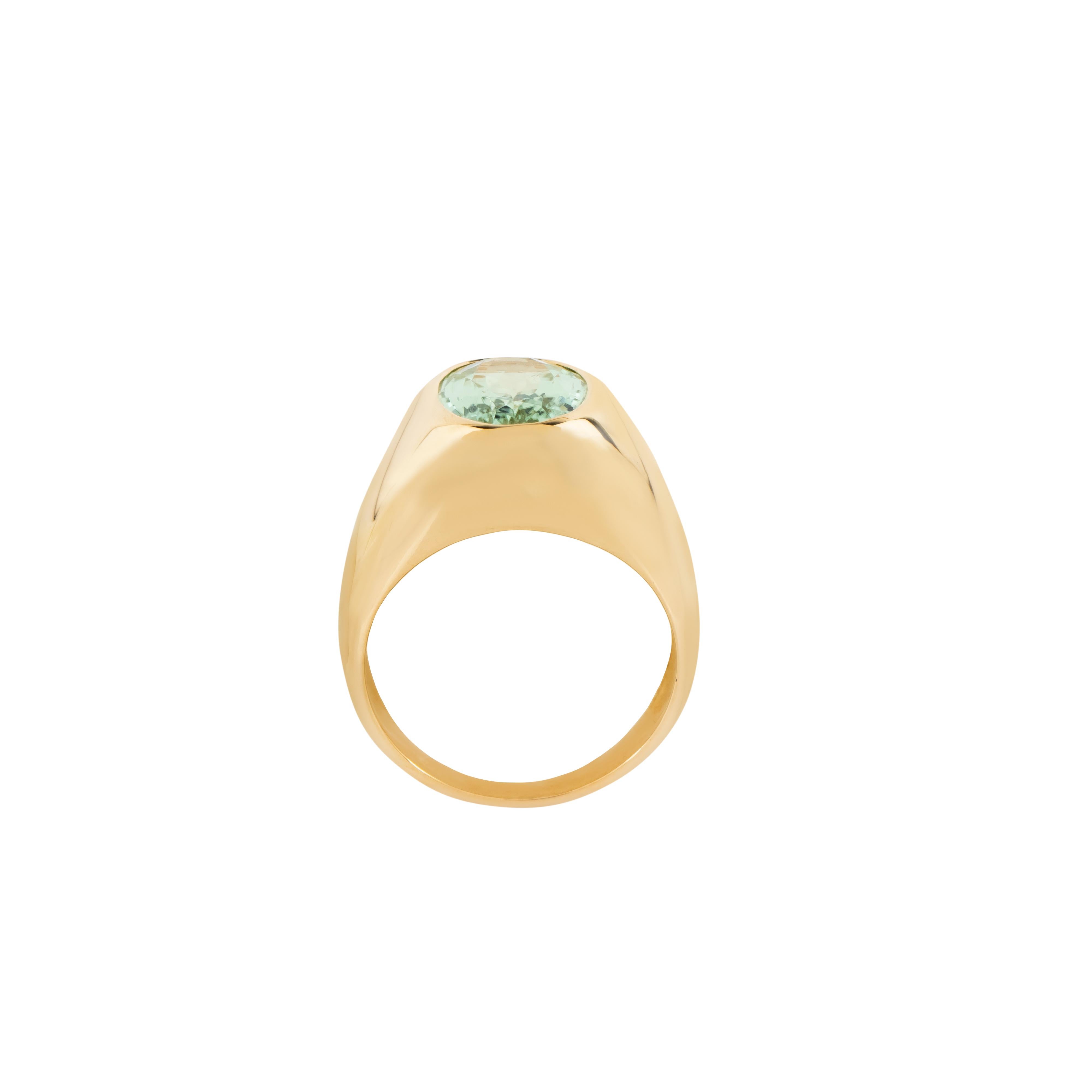 Anello solitario in oro 18 carati con ametista verde da 4,5 carati In condizioni Nuovo in vendita a Jaipur, IN