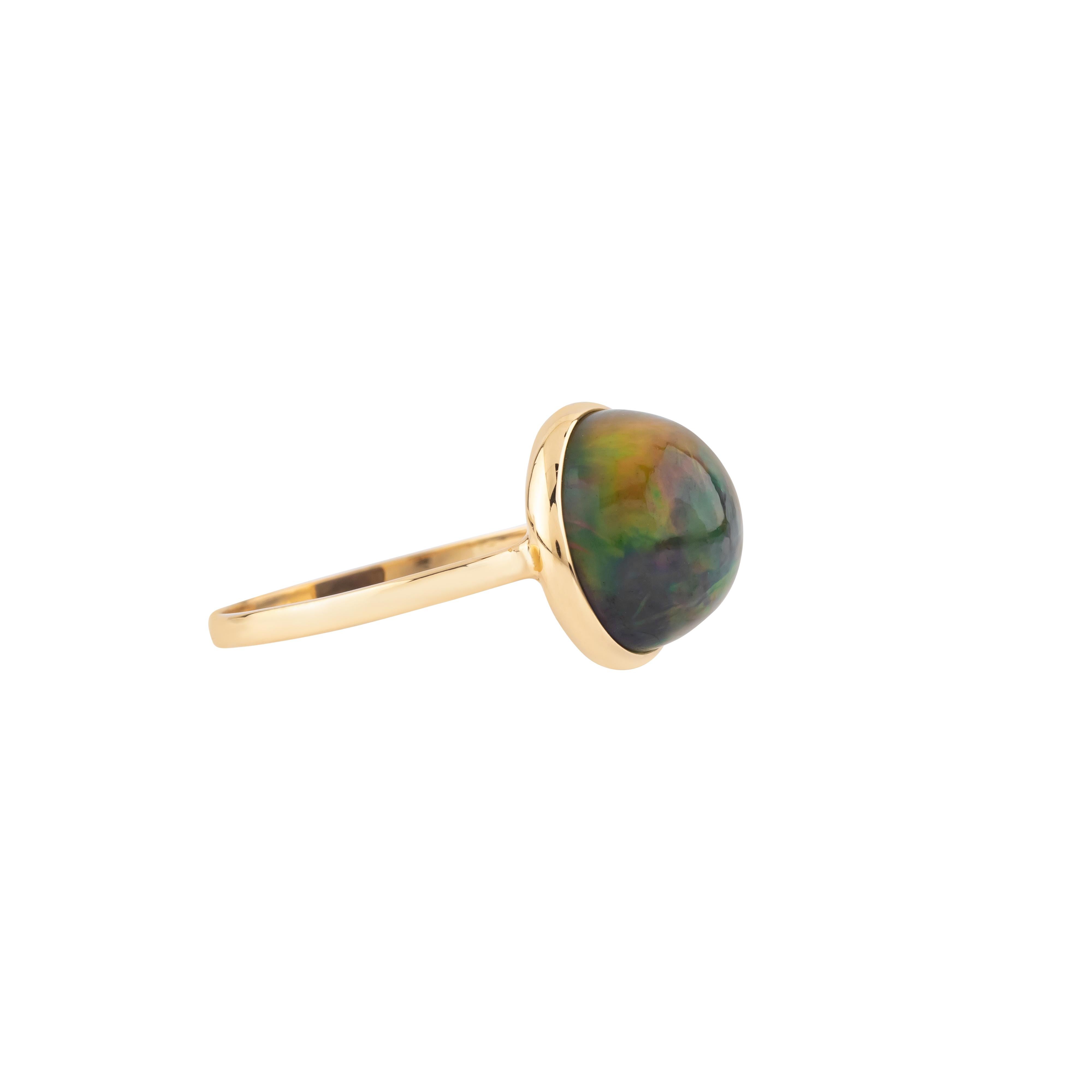 Contemporary 18 Karat Gold 4.55 Carat Opal Modern Ring For Sale