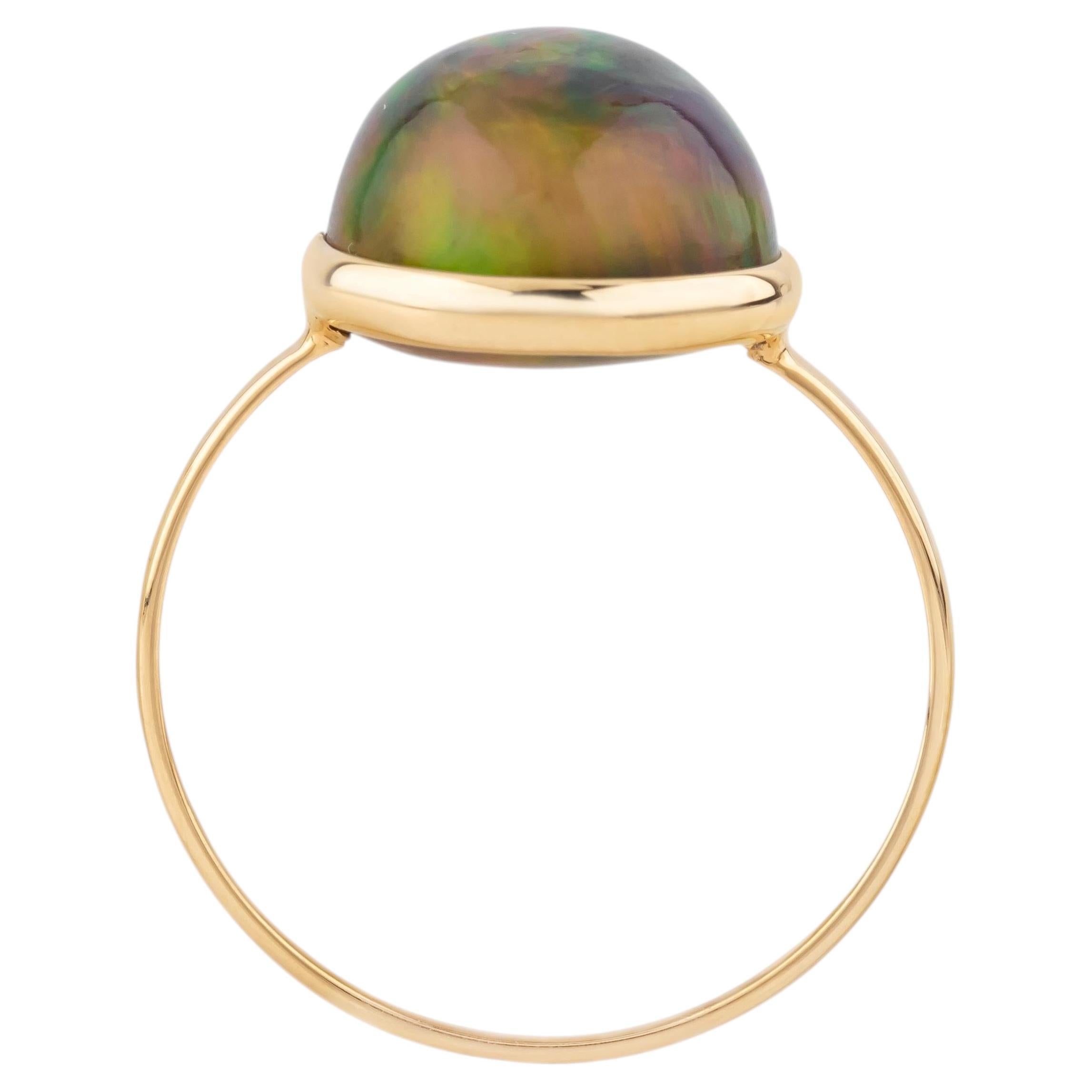 18K Gold 4.55ct Opal Modern Ring by Designer Gems Paradise, India For Sale