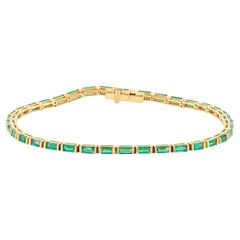 Bracciale tennis in oro 18 carati con smeraldo da 4,56 carati