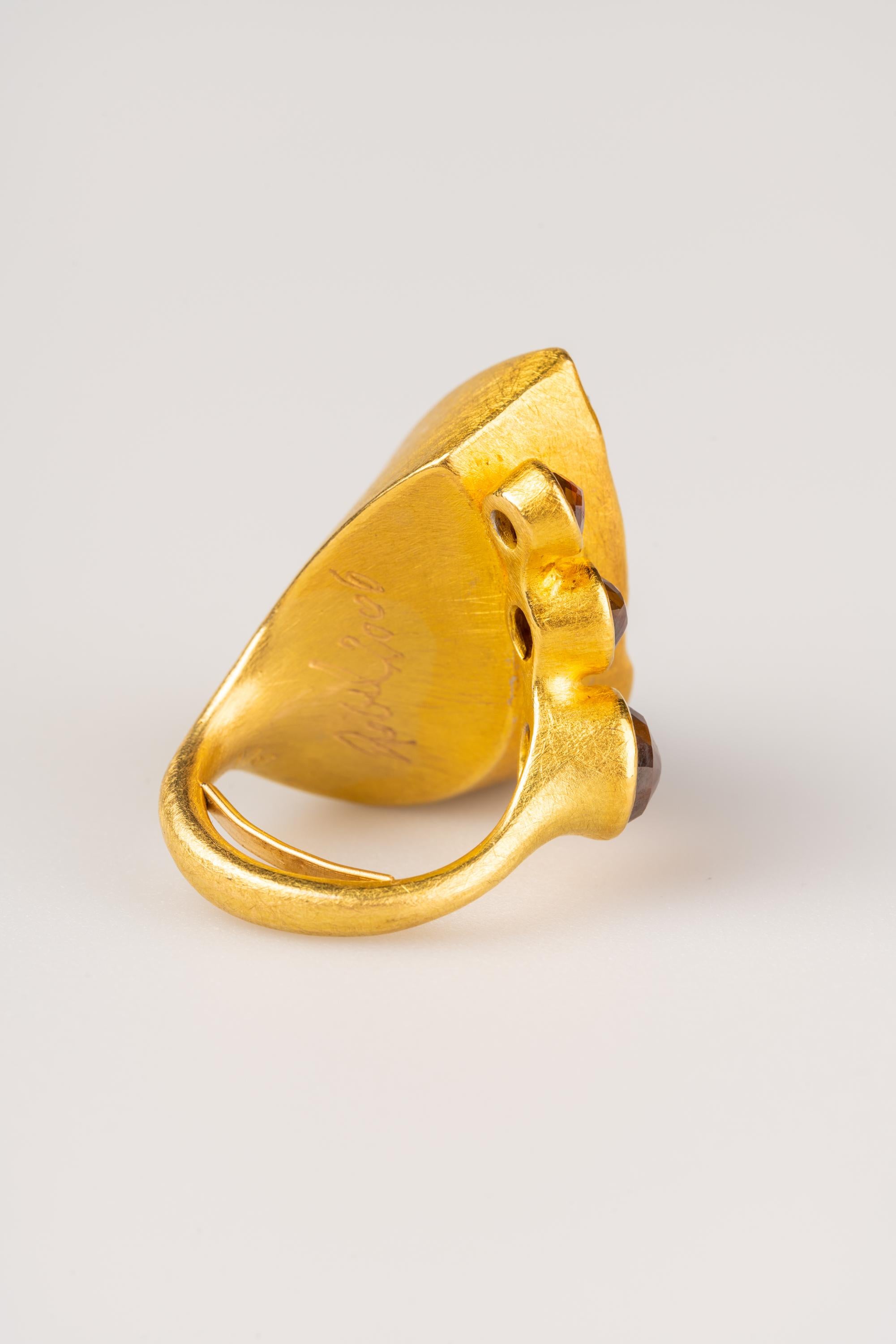 Pear Cut 18 Karat Gold 45.82 Carat Pear Shaped Aquamarine Ring with Rose Cut Diamonds For Sale