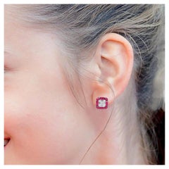 18 Karat Gold 4.81 Carat Diamond and Ruby "Invisible-Set" Stud Earrings