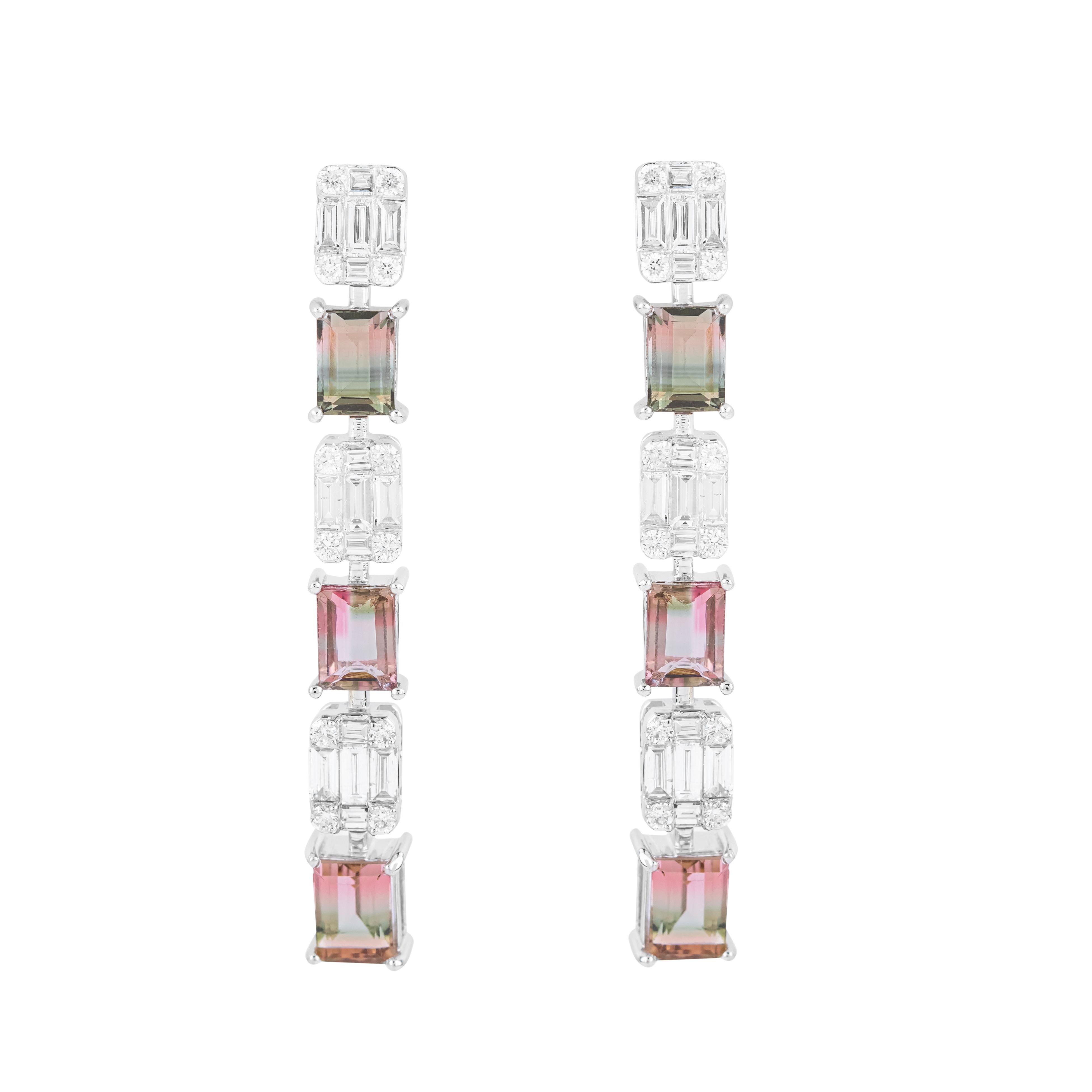 Orecchini da cocktail in oro 18 carati con tormalina e diamanti da 4,97 carati In condizioni Nuovo in vendita a Jaipur, IN